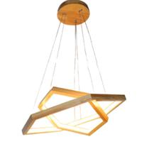 Pendente 2 Módulos Hexagonais Madeira 60cm Led 58W 3200K Bivolt