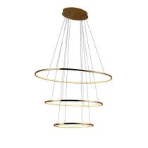 Pendente 3 Anéis Oval Birdie Dourado 80cm LED 39W 3000K Bivolt KW004G Bella
