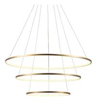 Pendente 3 Aneis Rings Metal Dourado Fosco Led 90W 3000K 80CM 60CM 40CM Bivolt