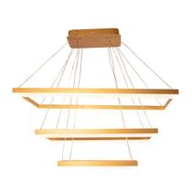 Pendente 3 Módulos Dourado Escovado Fosco 80cm Led 120W 3200K Bivolt