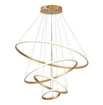 Pendente 4 Anéis Dourado Inverse 80cm Led 86W 3000K Bivolt Cabo de 3 metros Pendente 4 Anéis Dourado Inverse 80cm Led 86W 3000K Bivolt Cabo de 3 metros