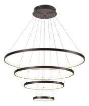 Pendente 4 Anéis Preto Fosco 80cm Led 101W 3000K Bivolt Cabo de 3,20 metros Pendente 4 Anéis Preto Fosco 80cm Led 101W 3000K Bivolt Cabo de 3,20 metros