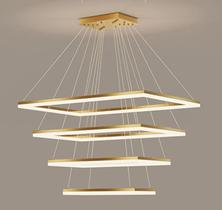 Pendente 4 Módulos Dourado Escovado Fosco 100cm Led 180W 3200K Bivolt Cabo de 370cm