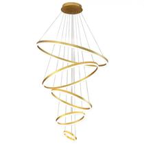 Pendente 5 Anéis Dourado Fosco Escovado 100cm Led 120W 3200K Bivolt Cabo de 280cm Pendente 5 Anéis Dourado Fosco Escovado 100cm Led 120W 3200K Bivolt Cabo de 280cm