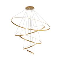 Pendente 5 Anéis Dourado Inverse 100cm Led 132W 4000K Bivolt Cabo de 4 metros