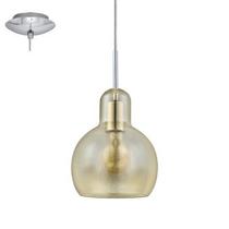 Pendente aço cromado vidro âmbar 1 X E27 Pendente aço cromado vidro âmbar 1 X E27