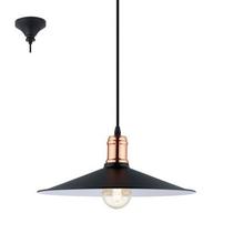 Pendente aço preto cobre 1 X E27 Pendente aço preto cobre 1 X E27