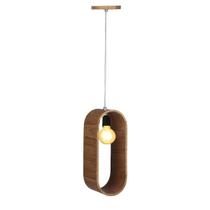 Pendente adri ws4011pdib madeira oval 38cm 1xg9 cupula em vidro