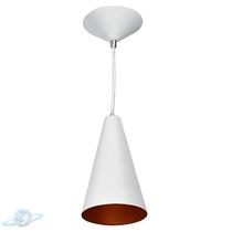Pendente Alumínio Cone 20cm Branco Com Interior Cobre E27 Pendente Alumínio Cone 20cm Branco Com Interior Cobre E27