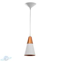 Pendente Alumínio Cone 20cm Branco Com Topo Cobre E27