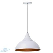 Pendente Alumínio Meia Lua 27cm Branco Com Interior Cobre E27