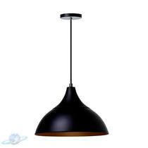 Pendente Alumínio Meia Lua 27cm Preto Com Interior Cobre E27 Pendente Alumínio Meia Lua 27cm Preto Com Interior Cobre E27