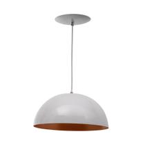 Pendente Alumínio Meia Lua 33cm Branco Com Interior Cobre E27