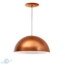 Pendente Alumínio Meia Lua 33cm Cobre Com Interior Branco E27 Pendente Alumínio Meia Lua 33cm Cobre Com Interior Branco E27