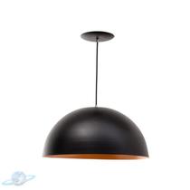 Pendente Alumínio Meia Lua 40cm Preto Com Interior Cobre E27