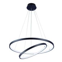 Pendente Anéis Lustre Sala Led Moderno 2 Arcos Aros 40cm e 60cm Atenas 45W 6500K Bivolt