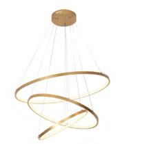 Pendente Anelli Dourado 3 Anéis 60 50 40 Cm 48w 3000k