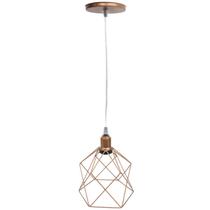 Pendente Aramado Cálice Luminária Lustre Cabo Cristal Retrô Vintage Cobre Rose Gold Agp Industrial