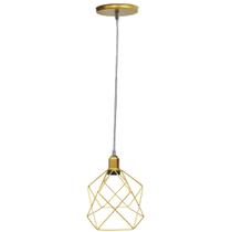 Pendente Aramado Cálice Luminária Lustre Cabo Cristal Retrô Vintage Dourado Agp Ilumini Industrial
