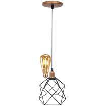 Pendente Aramado Cálice Luminária Lustre Retrô Balcão Preto Cobre Rose Gold + Lâmpada Led Teto