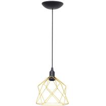 Pendente Aramado Cálice Luminária Lustre Teto Retrô Vintage Industrial Balcão Dourado