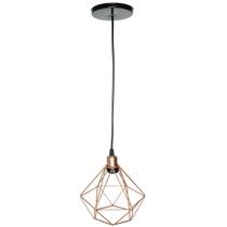 Pendente Aramado Diamante Cabo 1,5 Mt Luminária Lustre Pequeno Teto Retrô Cobre Rose Gold AgpIlumini