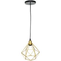 Pendente Aramado Diamante Cabo 1,5 Mt Luminária Lustre Pequeno Teto Retrô Dourado Agp Ilumini Pendente Aramado Diamante Cabo 1,5 Mt Luminária Lustre Pequeno Teto Retrô Dourado Agp Ilumini