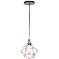 Pendente Aramado Diamante Luminária Lustre Luxo P Teto Retrô Vintage Cobre Rose Gold Industrial