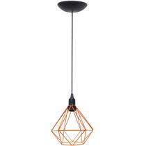 Pendente Aramado Diamante Luminária Lustre P Teto Retrô Vintage Industrial Balcão Laranja