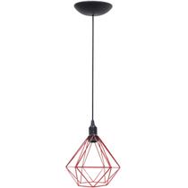 Pendente Aramado Diamante Luminária Lustre P Teto Retrô Vintage Industrial Balcão Vermelho