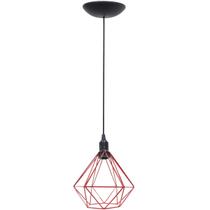 Pendente Aramado Diamante Luminária Lustre P Teto Retrô Vintage Industrial Balcão Vermelho Pendente Aramado Diamante Luminária Lustre P Teto Retrô Vintage Industrial Balcão Vermelho