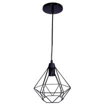 Pendente Aramado Diamante Preto Fosco 24cm 1X E27 - ADM - ADM129