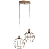 Pendente Aramado Duplo Globo Luminária Lustre Cabo Cristal Retrô Vintage Agp Ilumini Industrial Luxo