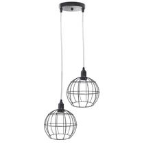 Pendente Aramado Duplo Globo Luminária Lustre Cabo Cristal Retrô Vintage Preto Agp Industrial Luxo