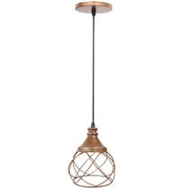 Pendente Aramado Esfera Balonê Cobre Rose Gold Lustre Luminária Teto Regulável Sala Cozinha