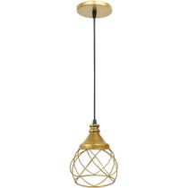Pendente Aramado Esfera Balonê Dourado Lustre Luminária Teto Regulável Sala Cozinha Industrial Agp