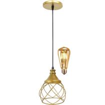 Pendente Aramado Esfera Balonê + Lâmpada Lustre Luminária Teto Regulável Sala Cozinha Industrial