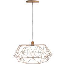 Pendente Aramado Estádio Grande Cabo Cristal 2M Luminária Lustre Teto Moderno Retrô Cobre Rose Gold