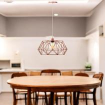 Pendente Aramado Estádio Luminária Lustre Luxo Retrô Vintage Balcão Industrial ROSE GOLD