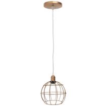 Pendente Aramado Globo Luminária Lustre Cabo Cristal Retrô Vintage Cobre Rose Gold Agp Industrial