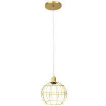 Pendente Aramado Globo Luminária Lustre Cabo Cristal Retrô Vintage Dourado Agp Ilumini Industrial