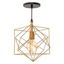 Pendente Aramado Poptem Cubic Dourado