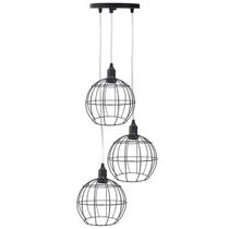 Pendente Aramado Triplo Globo Luminária Lustre Cabo Cristal Retrô Vintage Preto Agp Industrial Luxo Pendente Aramado Triplo Globo Luminária Lustre Cabo Cristal Retrô Vintage Preto Agp Industrial Luxo