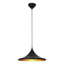 Pendente avant chamonix aco preto fosco/ouro para 1 lampada e27