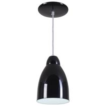 Pendente Bala Luminária Lustre Alumínio Preto Brilhante - Rei Da Iluminação