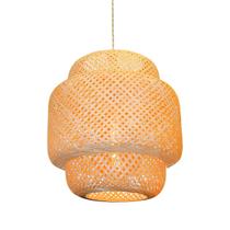 Pendente Bali Rustico Natural 40cm 1xE27 Fibra De Bambu Trançada E Madeira