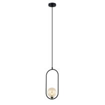 Pendente Ball Preto com Esfera Vidro Champagne Lavabo Acl78