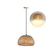 Pendente Bambu Fibra Natural Artesanal E27 Fachada Nat04