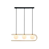 Pendente Beat Preto Dourado e Branco 68cm 3X G9 - Bella Iluminação - HL024 Pendente Beat Preto Dourado e Branco 68cm 3X G9 - Bella Iluminação - HL024