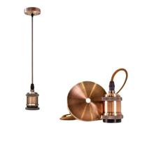 Pendente Bocal Metal +Fio Cabo Pp Com Tecido E Tampa Suporte